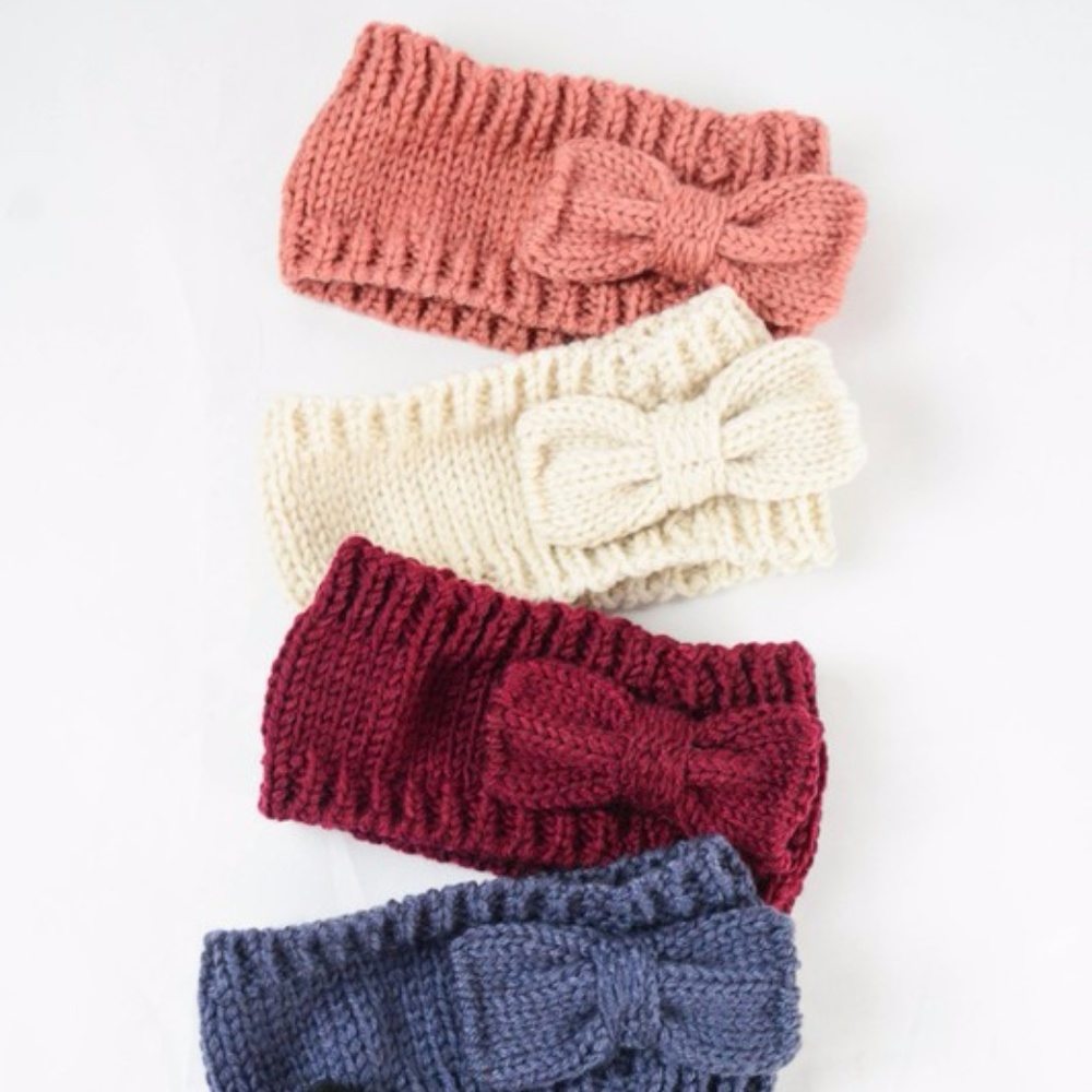 Pink Rose Knit Headband - Picture 4 of 4