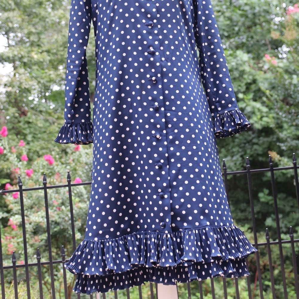 Vintage Victor Costa ruffle polka dot dress