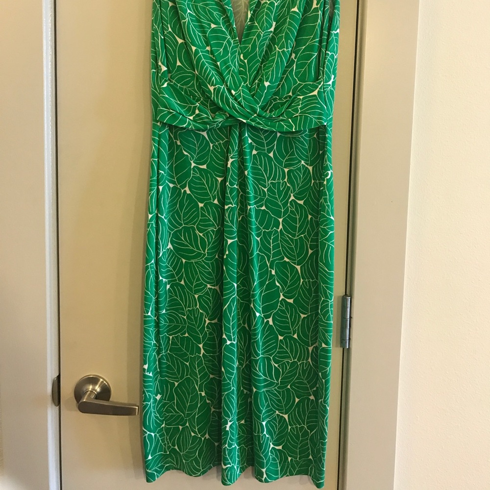 DVF GREEN LEAF SLEEVELESS DRESS