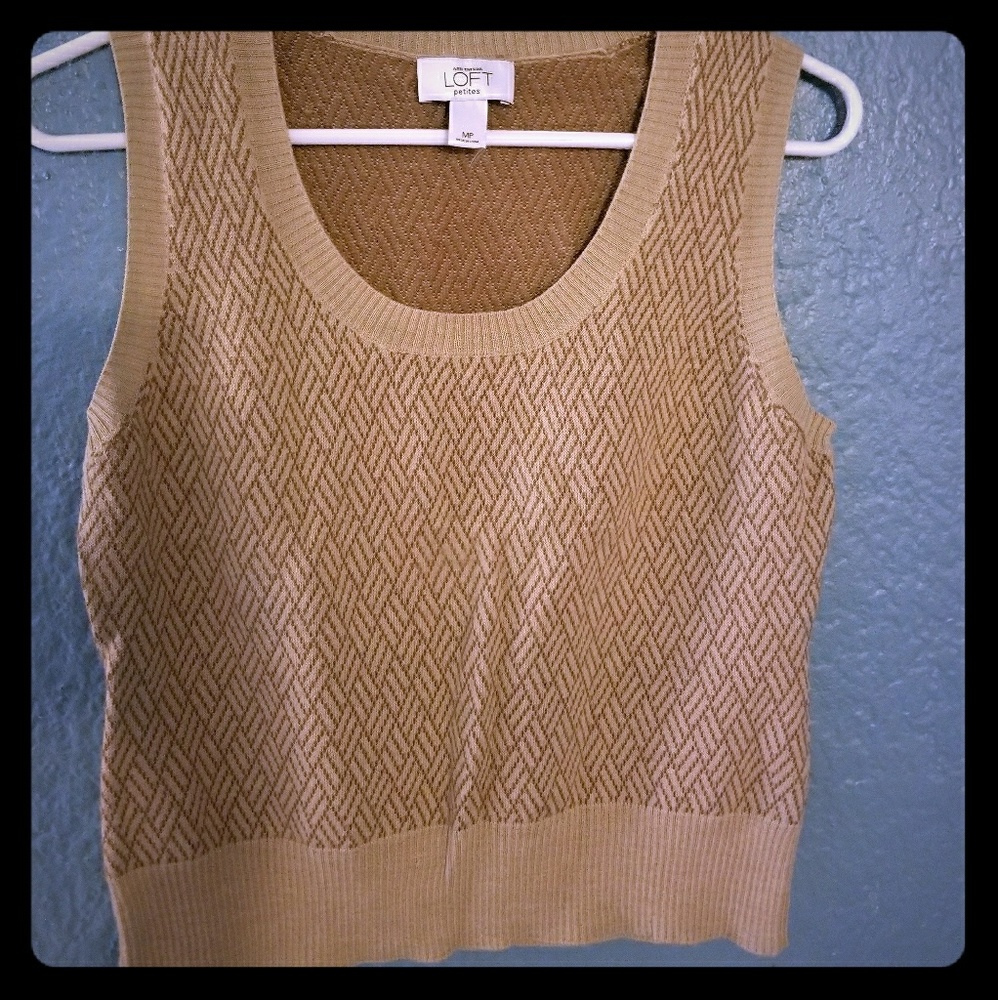 Brown and tan herringbone-pattern sweater vest