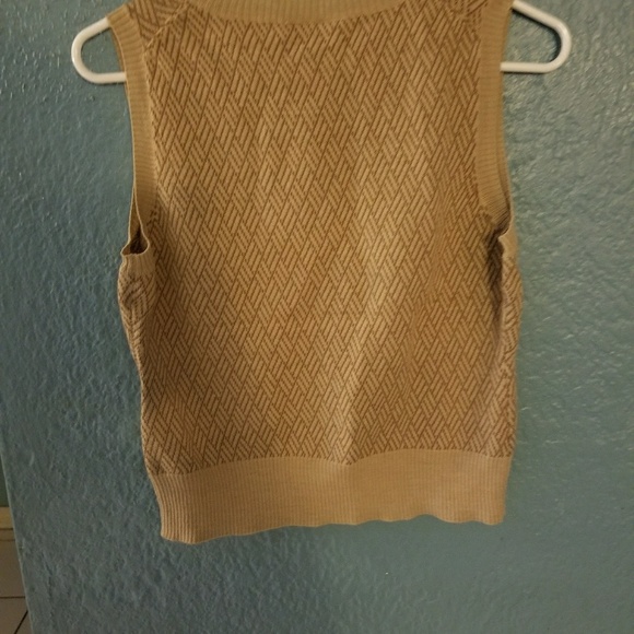 Brown and tan herringbone-pattern sweater vest - Picture 4 of 4