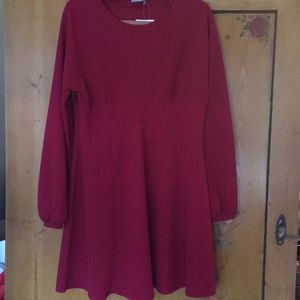 Asos Red Textured Skater Dress Sleeves 14 Stretch Asos Red Textured Skater Dress Sleeves 14 Stretch