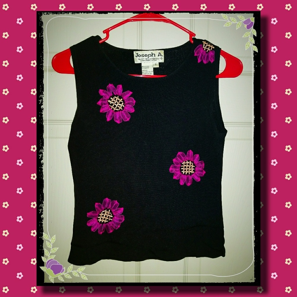 FLORAL Ribbon-accented Sleeveless Top