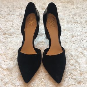 Vince Camuto Suede/Patent Leather Pointed Toe Heel