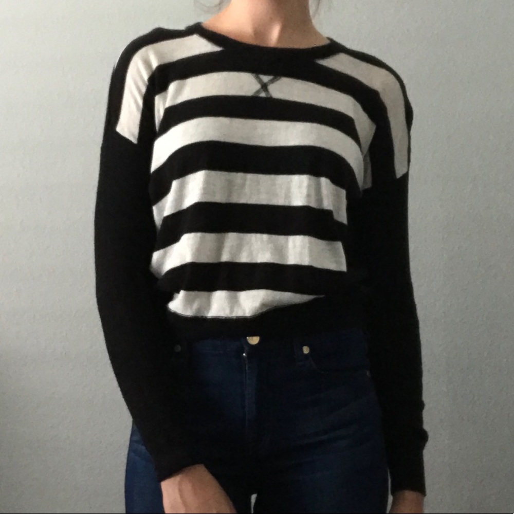 Black and white knitted sweater