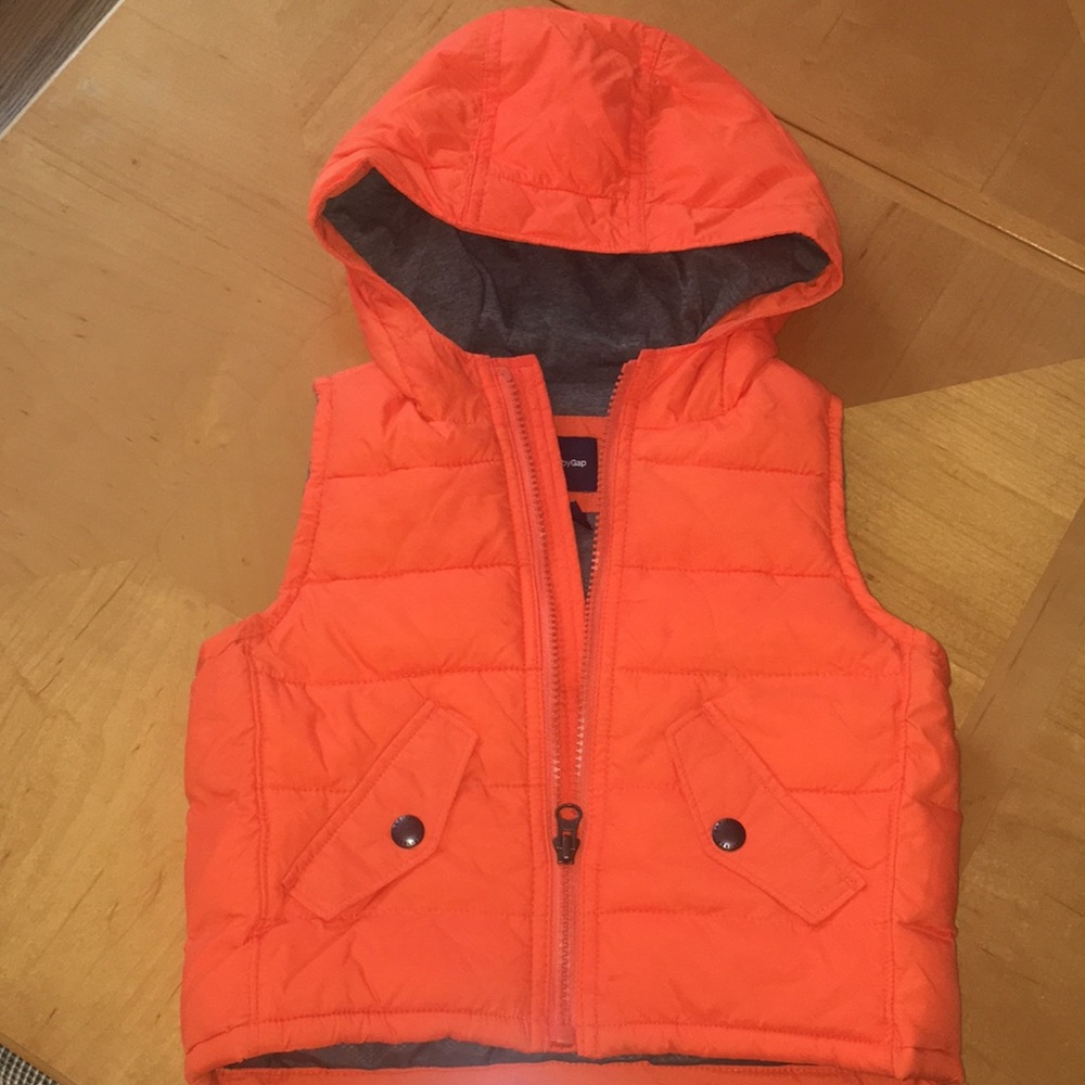 Orange puffer vest 18-24 mos