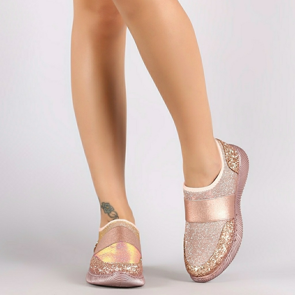 7.5, 8, 8.5 & 9 💖ROSE GOLD GLITTERY SNEAKERS