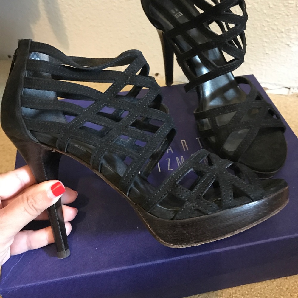 Stuart Weitzman 7.5 Blk Cage Bootie