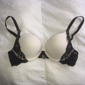 Victoria's Secret White and Black Lace Bra