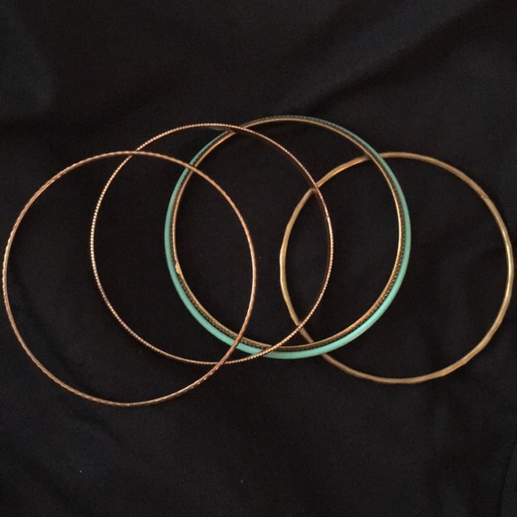 Gold & Turquoise Bangle Set - Picture 2 of 2