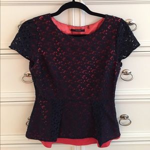 Tahari Layered Lace Top - Small