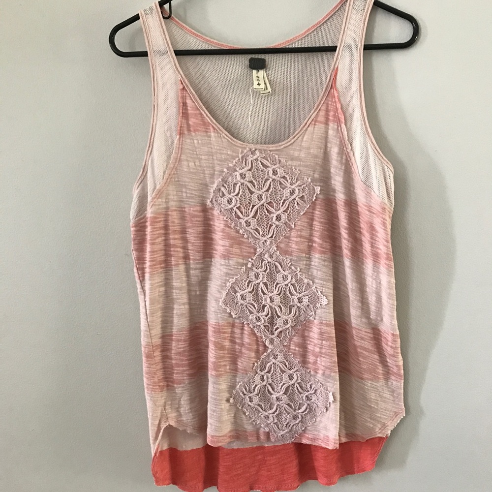 Free People tank top striped lace size small