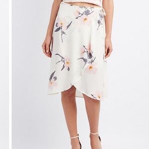 Floral midi wrap skirt