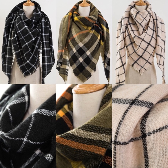 | OLIVE SOFT PLAID SCARF | - Picture 4 of 7