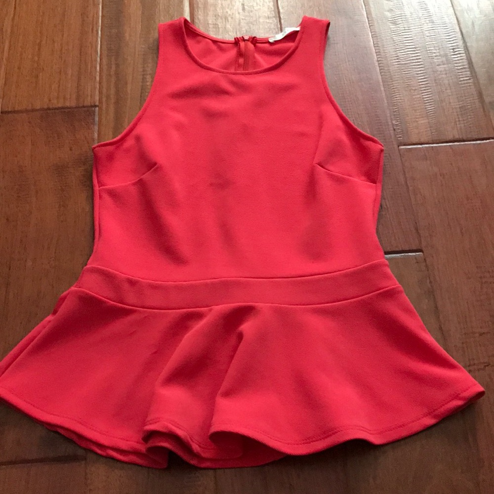 Orange red peplum lush shirt