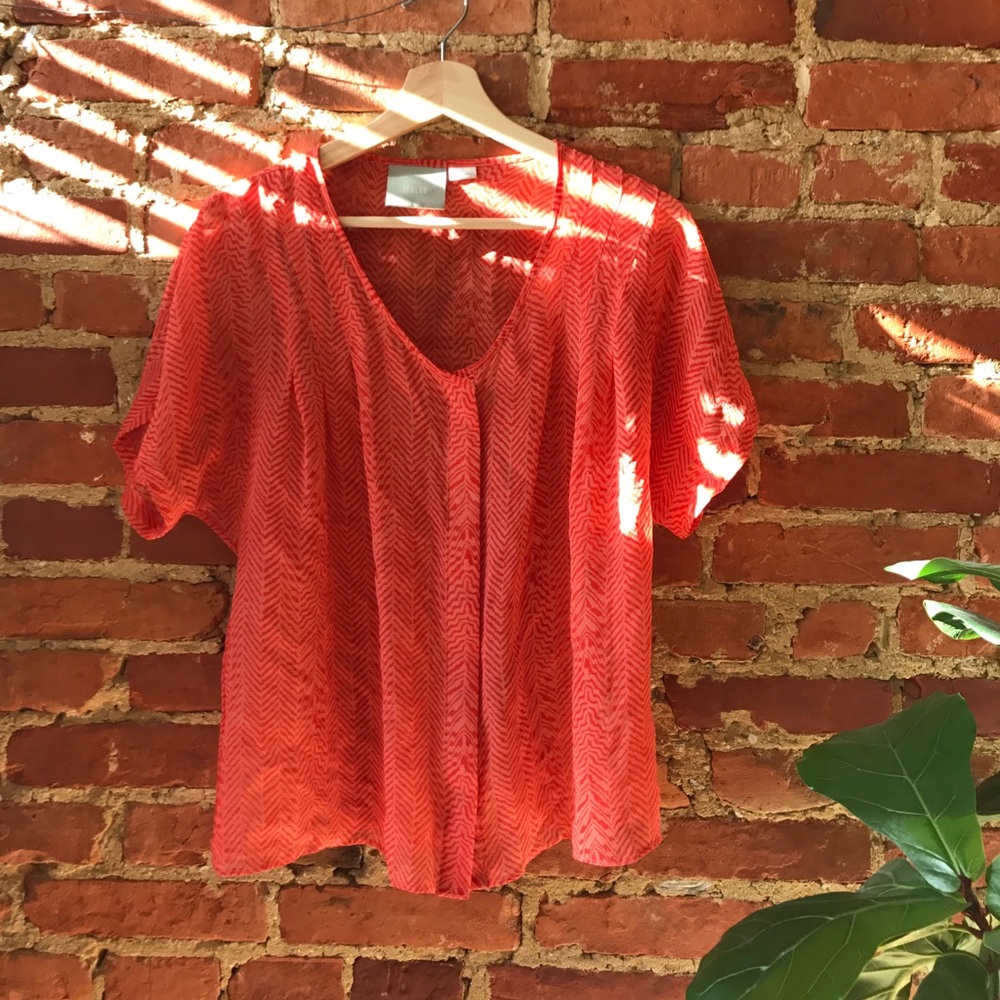 Maeve Tiburon Chevron Silk Orange Top Anthro