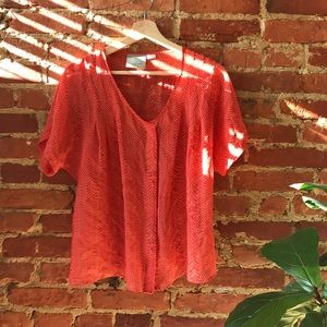 Maeve Tiburon Chevron Silk Orange Top Anthro