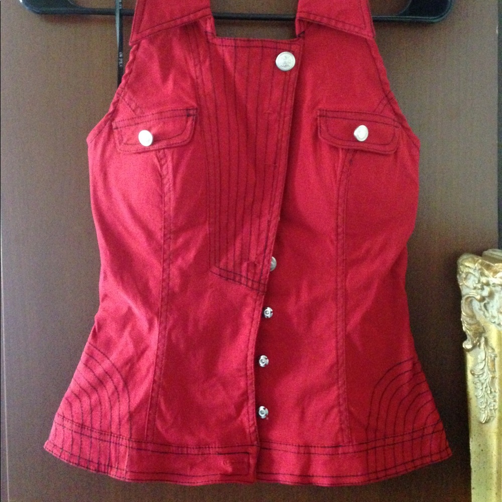 🔥OH YES! Red Button-Up Corset Top 🔥NWT!