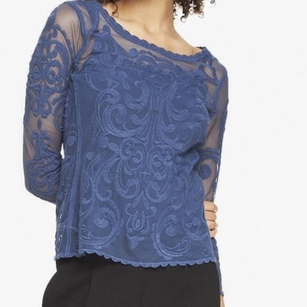 💙 EXPRESS BLUE LONG SLEEVE LACE TOP