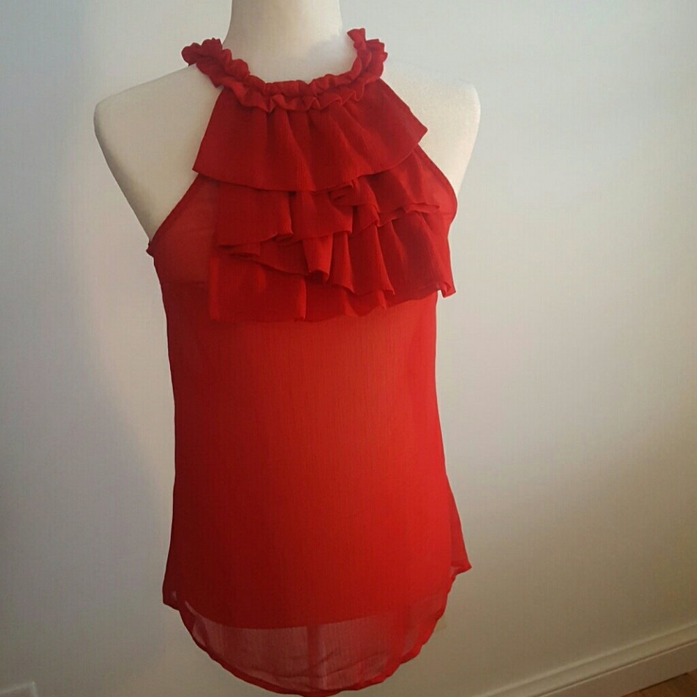 Tunic Red Sheer Tank Top