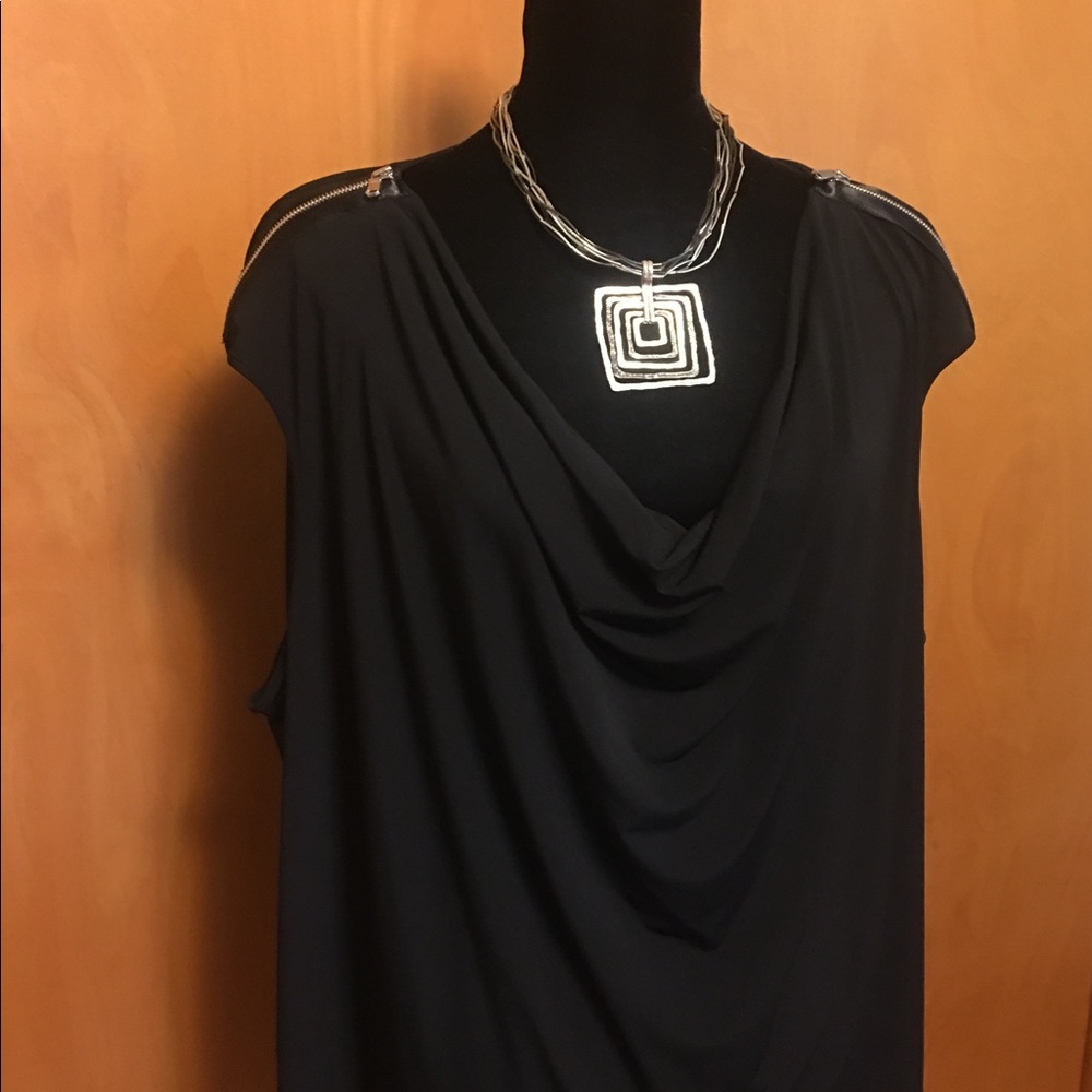 Calvin Klein Black Zipper-Detailed Sleeveless Top