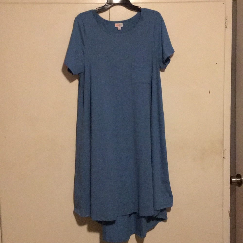 LuLaRoe Large Heathered Blue Carly Dress 👗