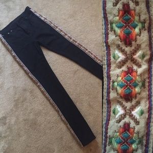 One Teaspoon high waist Aztec stripe black jeans