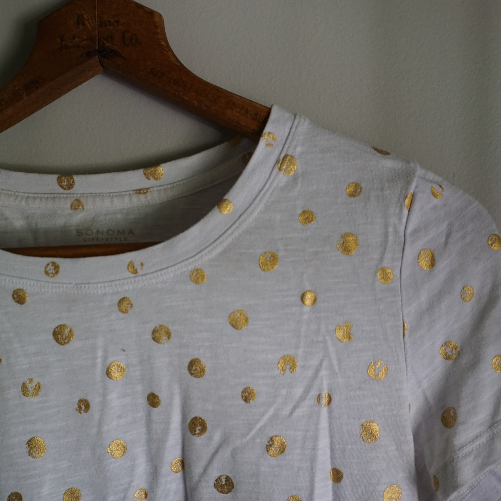 FREE WITH ANY PURCHASE Gold Polka Dot Top