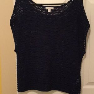 New York & Co Blue Med mesh pull over sweater