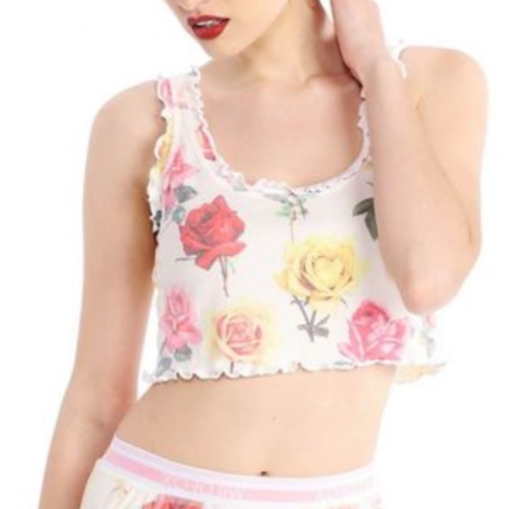 Wildfox floral tank crop top shirt