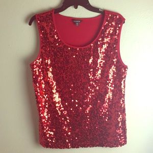 George Red Sequin size 12-14 glitter red top NWOT