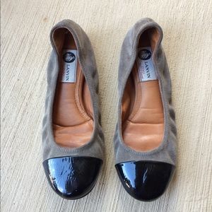 LANVIN Cap toe ballerina flats.