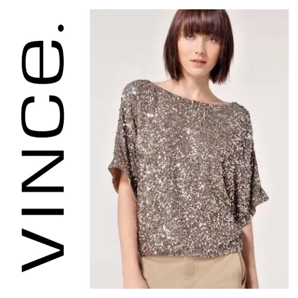 Like New Vince Sequin Dolman Top Size Medium - Picture 1 of 6
