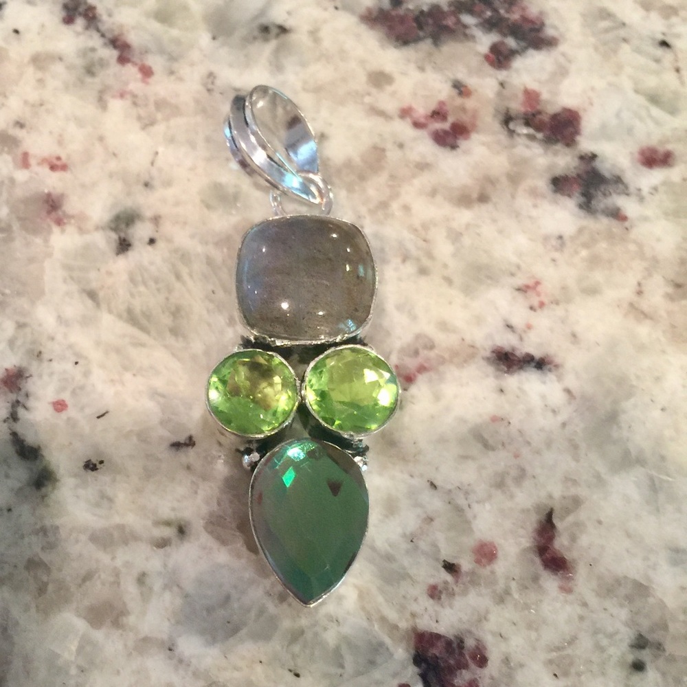 Labradorite and Quartz Pendant