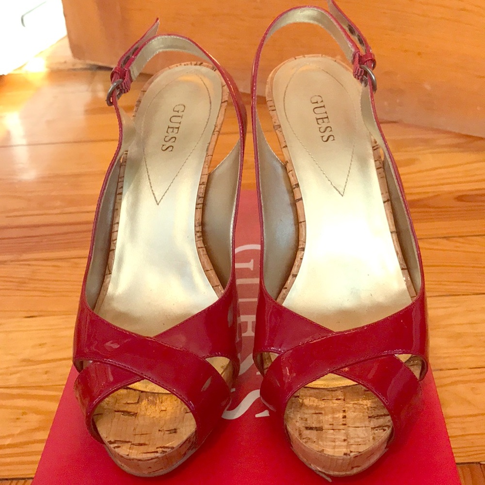 Red Leather Guess Heels