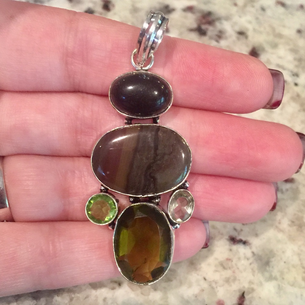 Onyx and Quartz Pendant