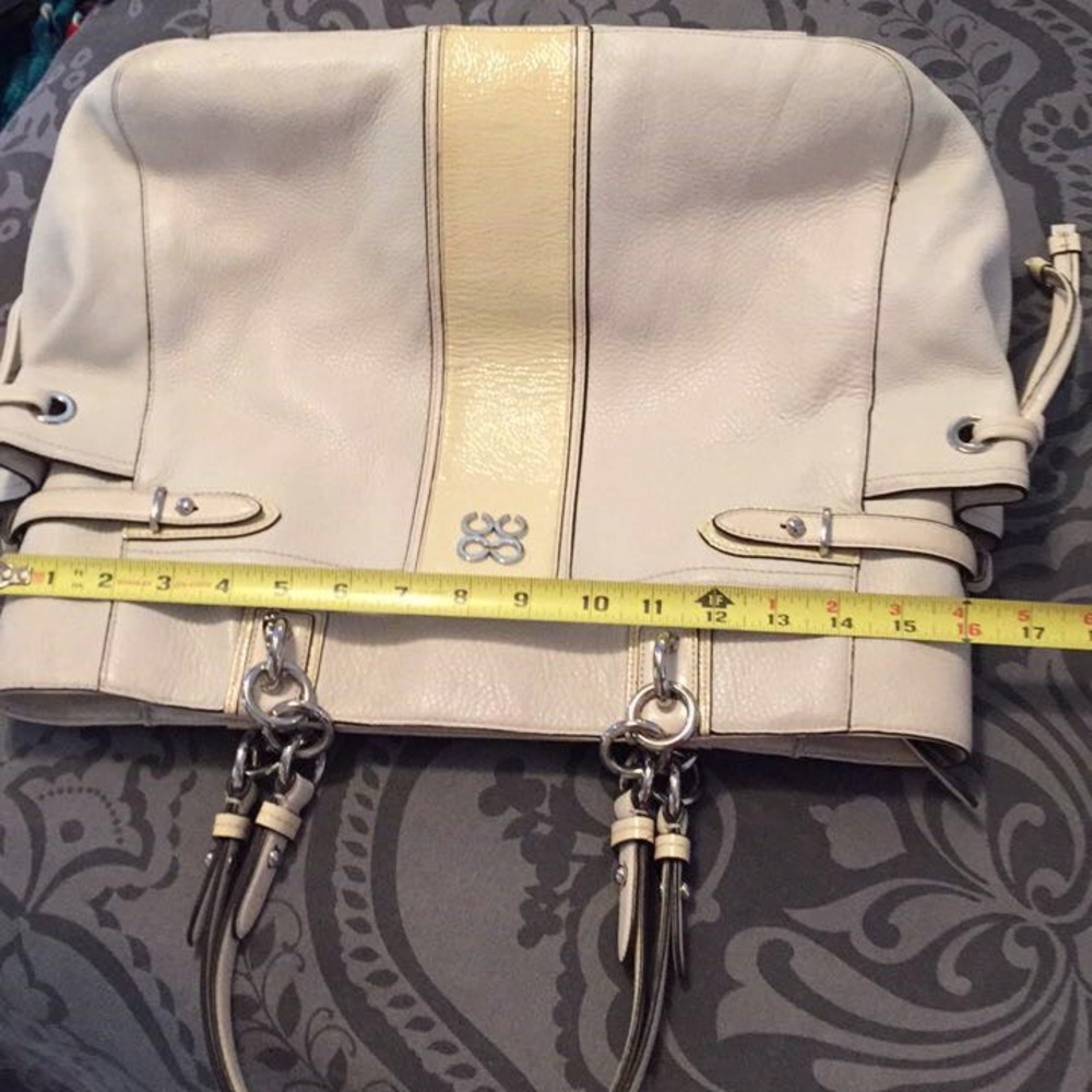 Large Cream Leather Coach Purse
