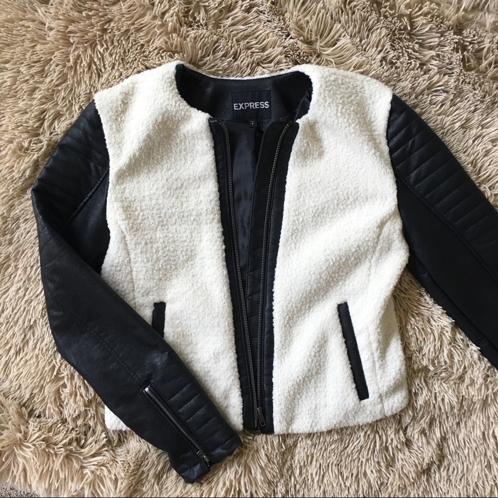 Express Moto Jacket w/faux Lambskin