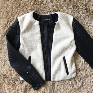 Express Moto Jacket w/faux Lambskin