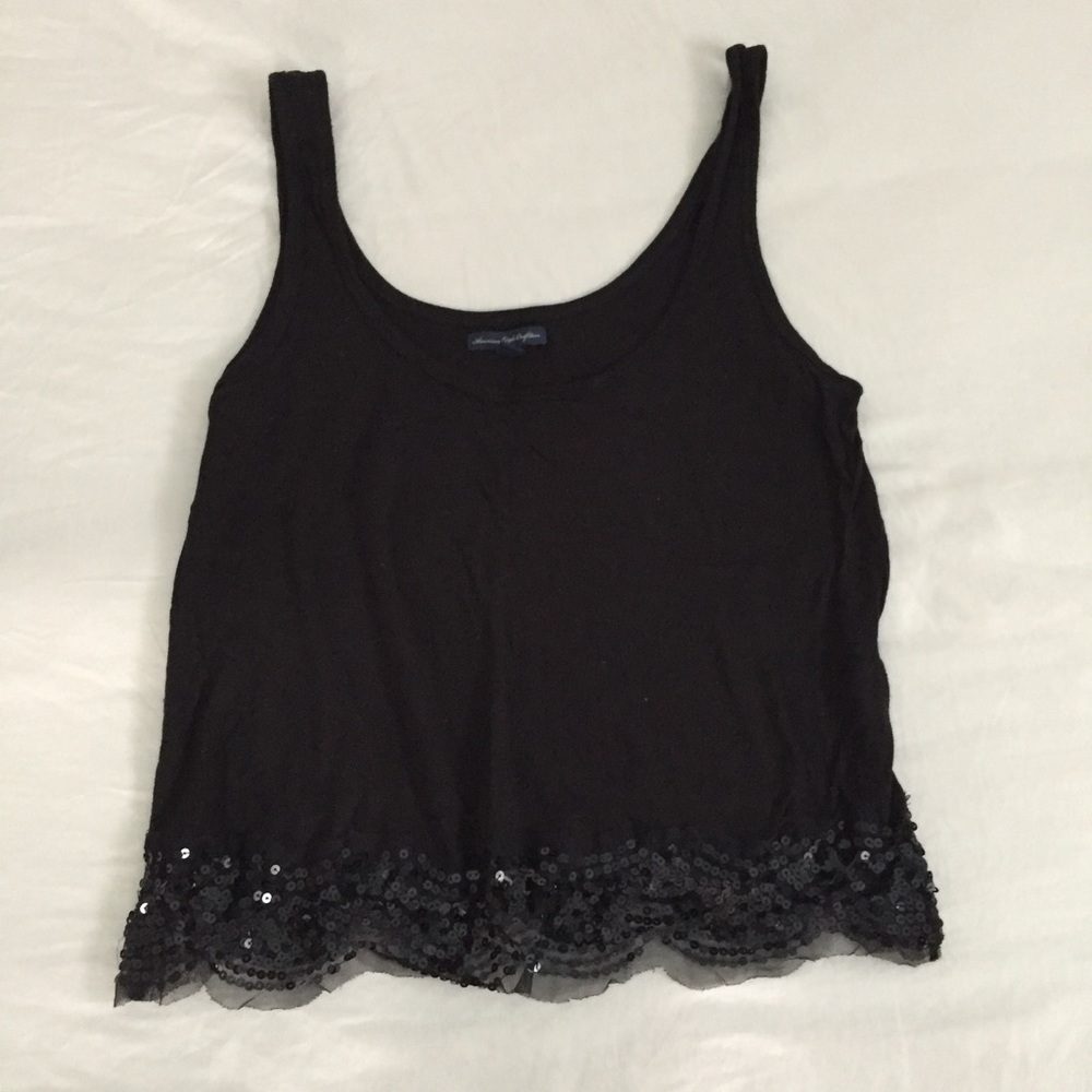AE Black Tank Top with Sequined Bottom