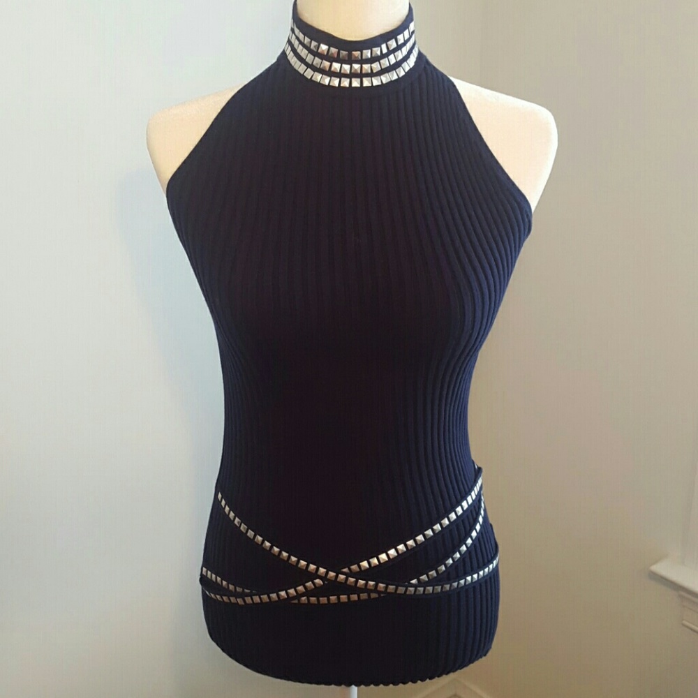 Navy Blue Tunic Soft Fitted With Belt Detail