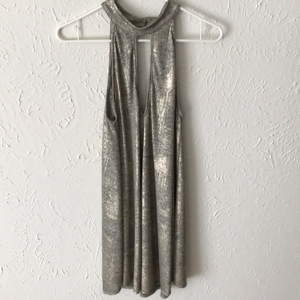 Gold sleeveless swing dress