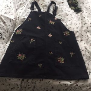 Black denim with floral overall dress