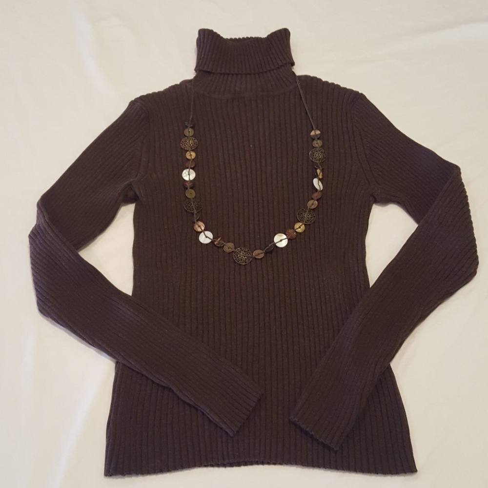 Womens GAP basic brown ribbed sweater