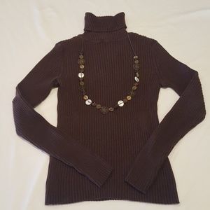 Womens GAP basic brown ribbed sweater