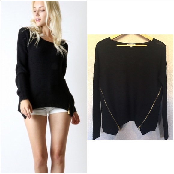 Side Zip Cable Knit Sweater - Picture 4 of 8