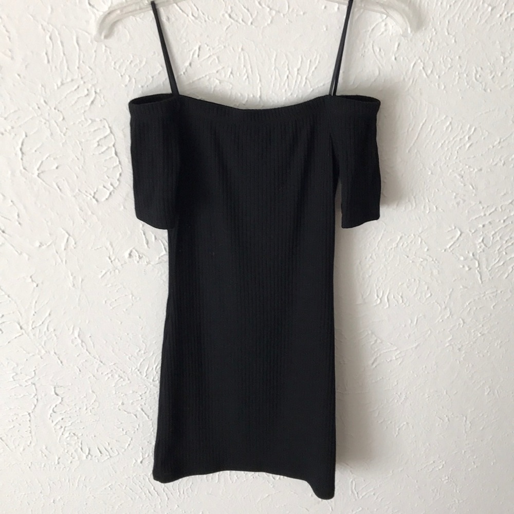 Black fitted Bardot dress