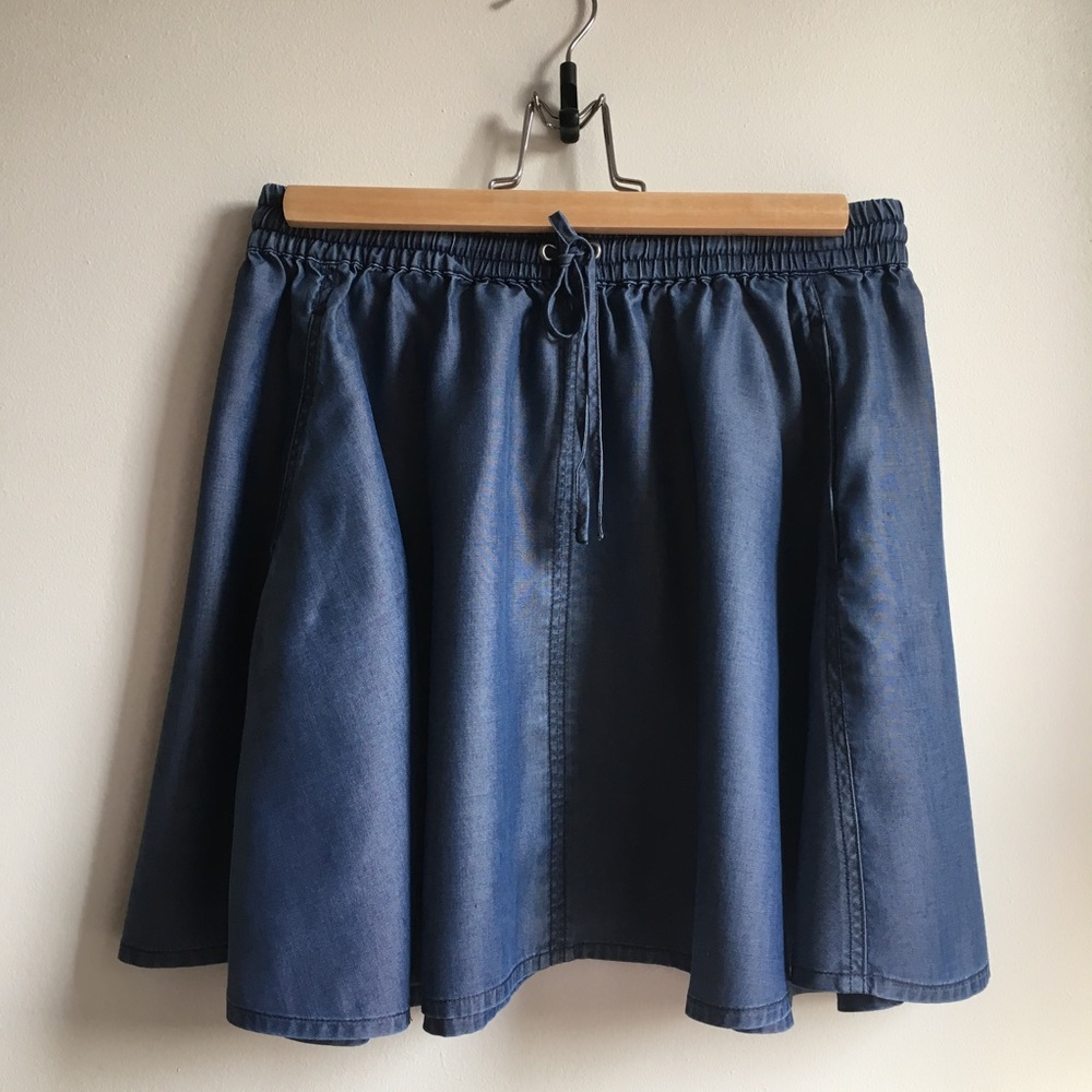 J Brand Chambray Skirt with Drawstring and Pockets
