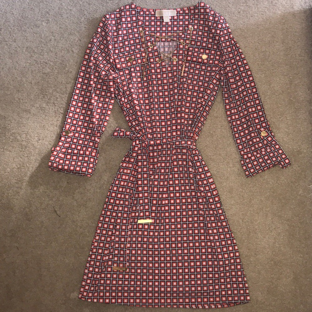 Michael Kors Lace-Up Belted Shirt Dress