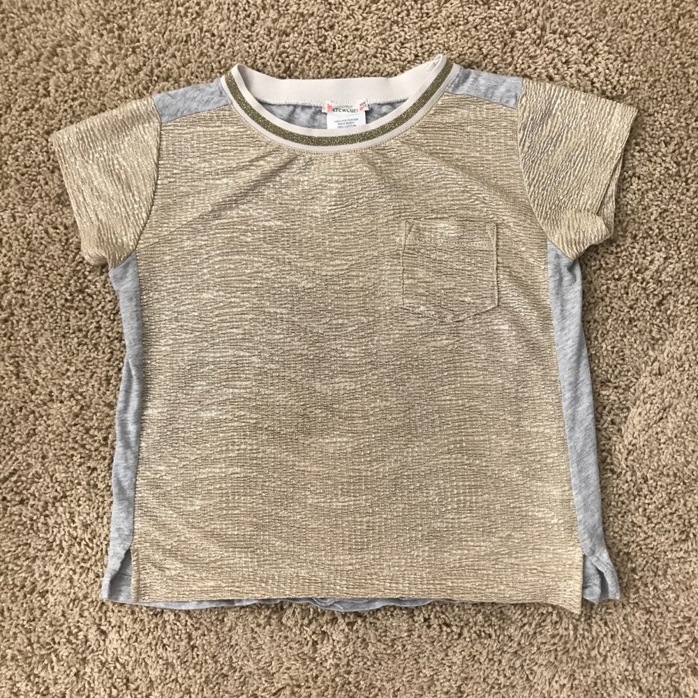 Crewcuts Girls TShirt, size 6/7. Gold with gray